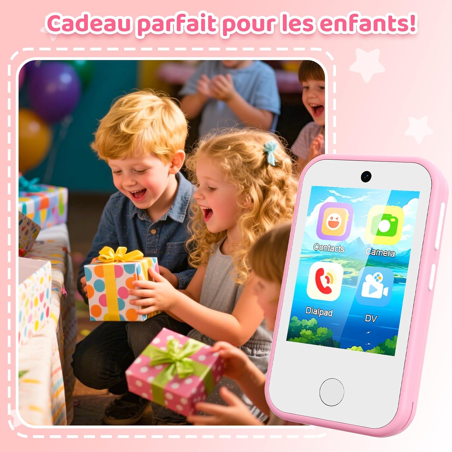 Thumbnail 6 de Tosaju Téléphone portable 4G pour enfants avec double caméra et écran tactile 2,8 pouces (renard rose)