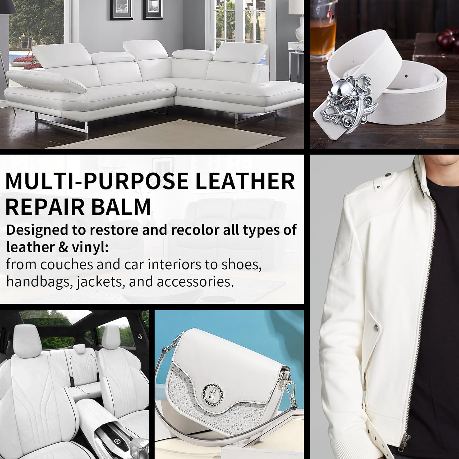 Thumbnail 4 de Leather Recoloring Balm and Scratch Repair Kit — White Leather Restorer for Couches, Car Seats, and More