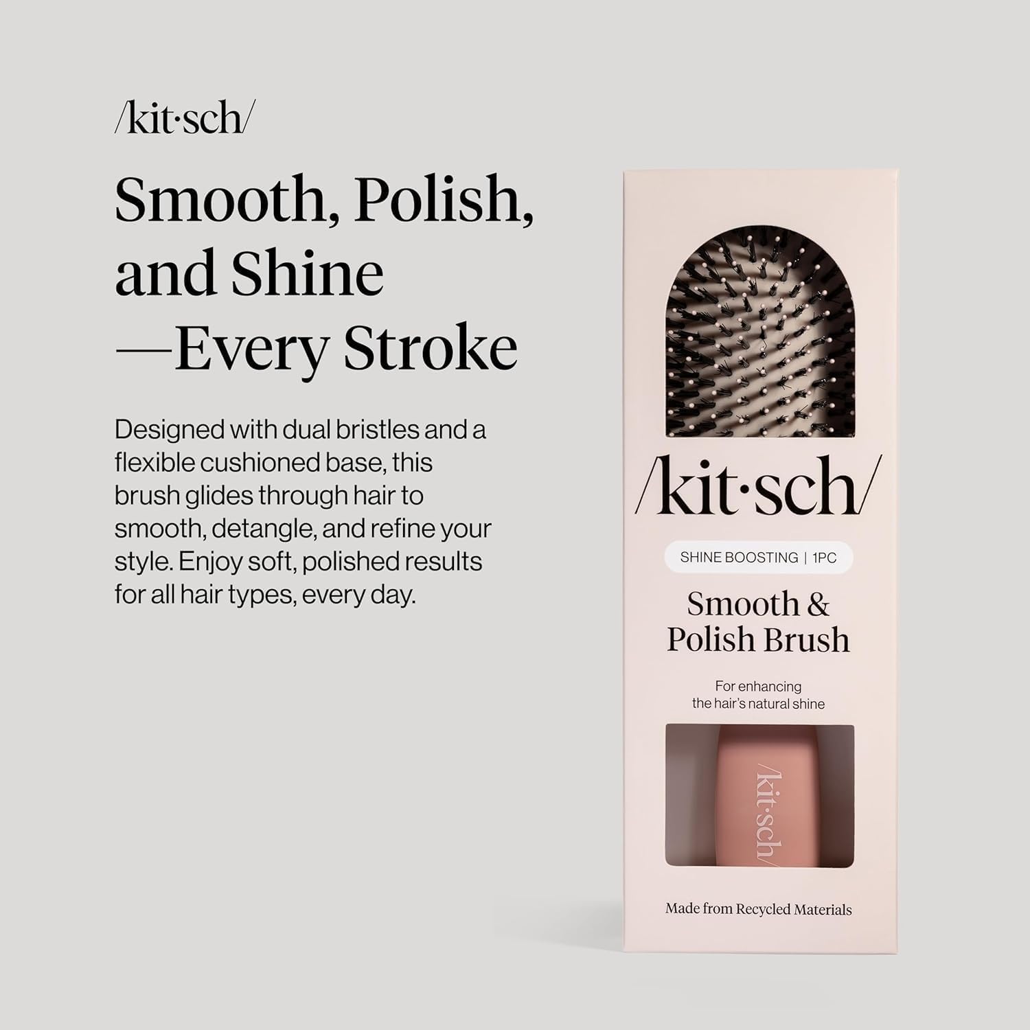 Detalle 2 de Kitsch Smooth & Polish Hair Brush, Terracotta, Dual Bristles, Cushioned Pad