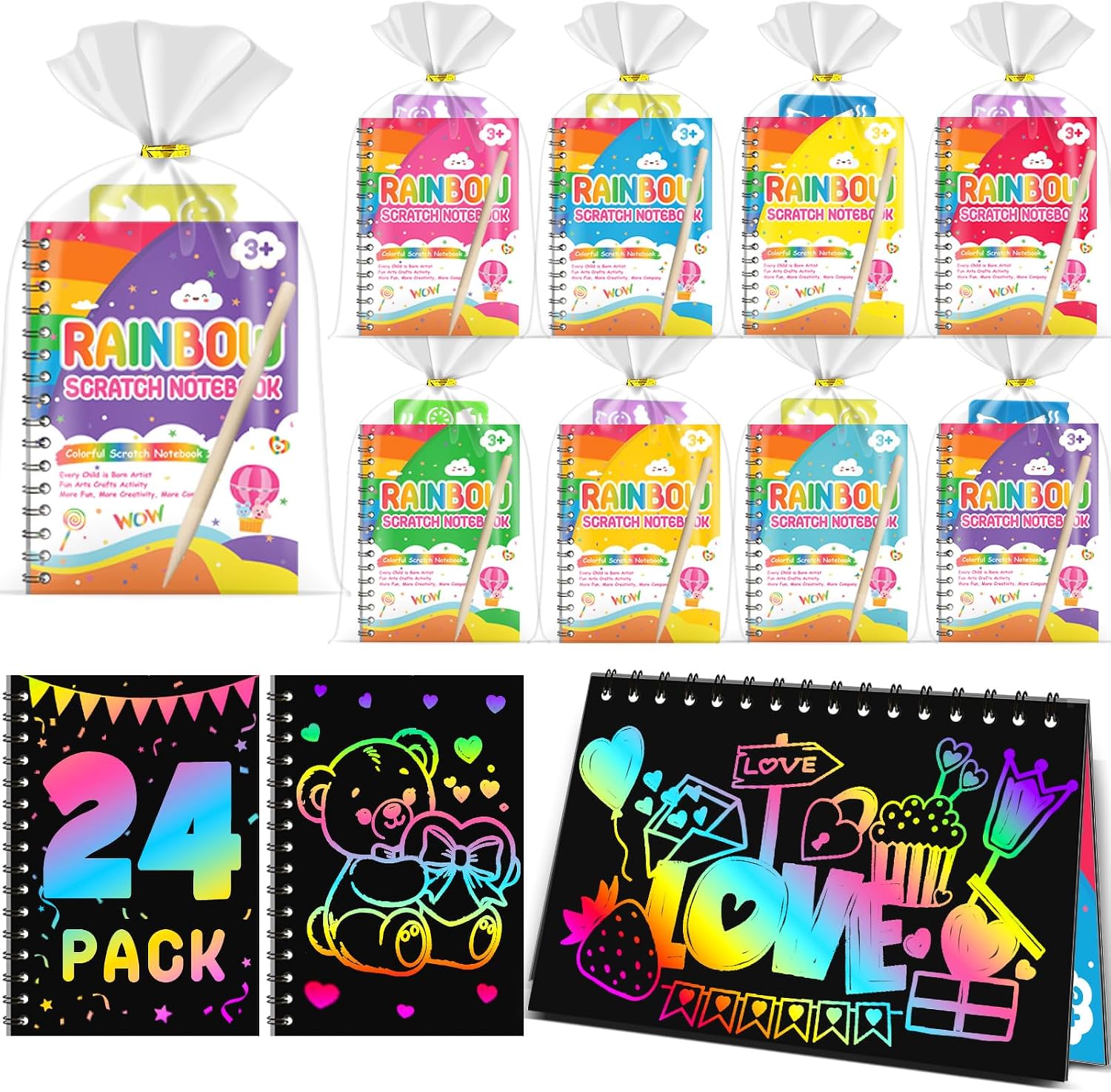 Detalle de Scratch Art Rainbow Scratch Art 24-pack Party Fillers 🎨