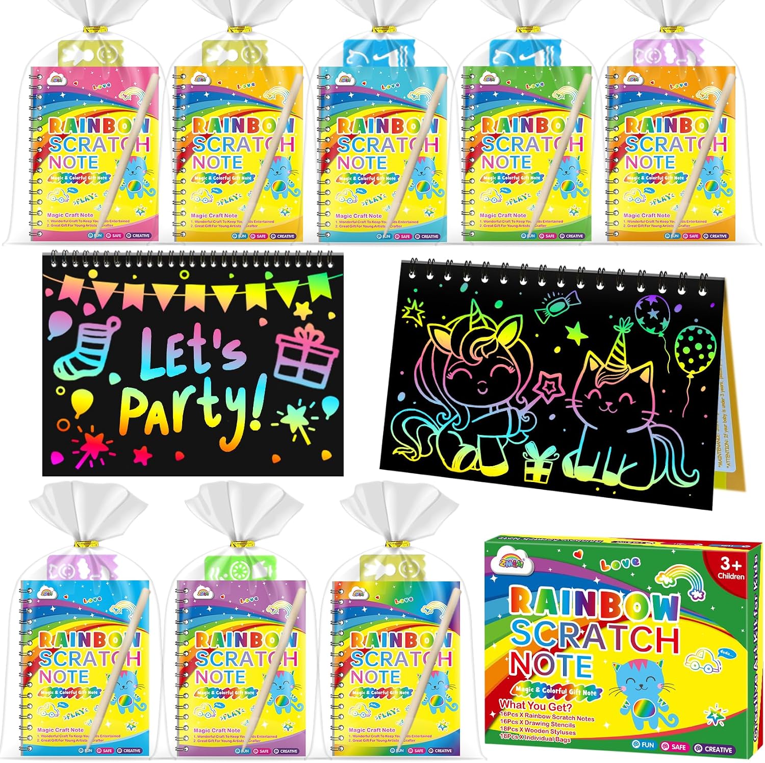 Detalle de ZMLM Scratch Art Notebook 24 Pack 🎨