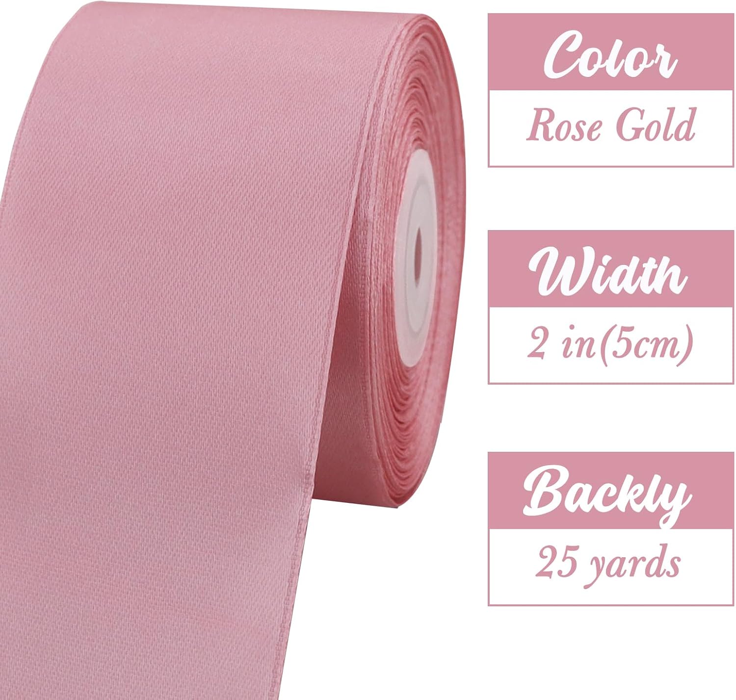 Thumbnail 1 de TONIFUL Satinband Roségold 5 cm x 20 m – Geschenkband für große Schleifen und Deko