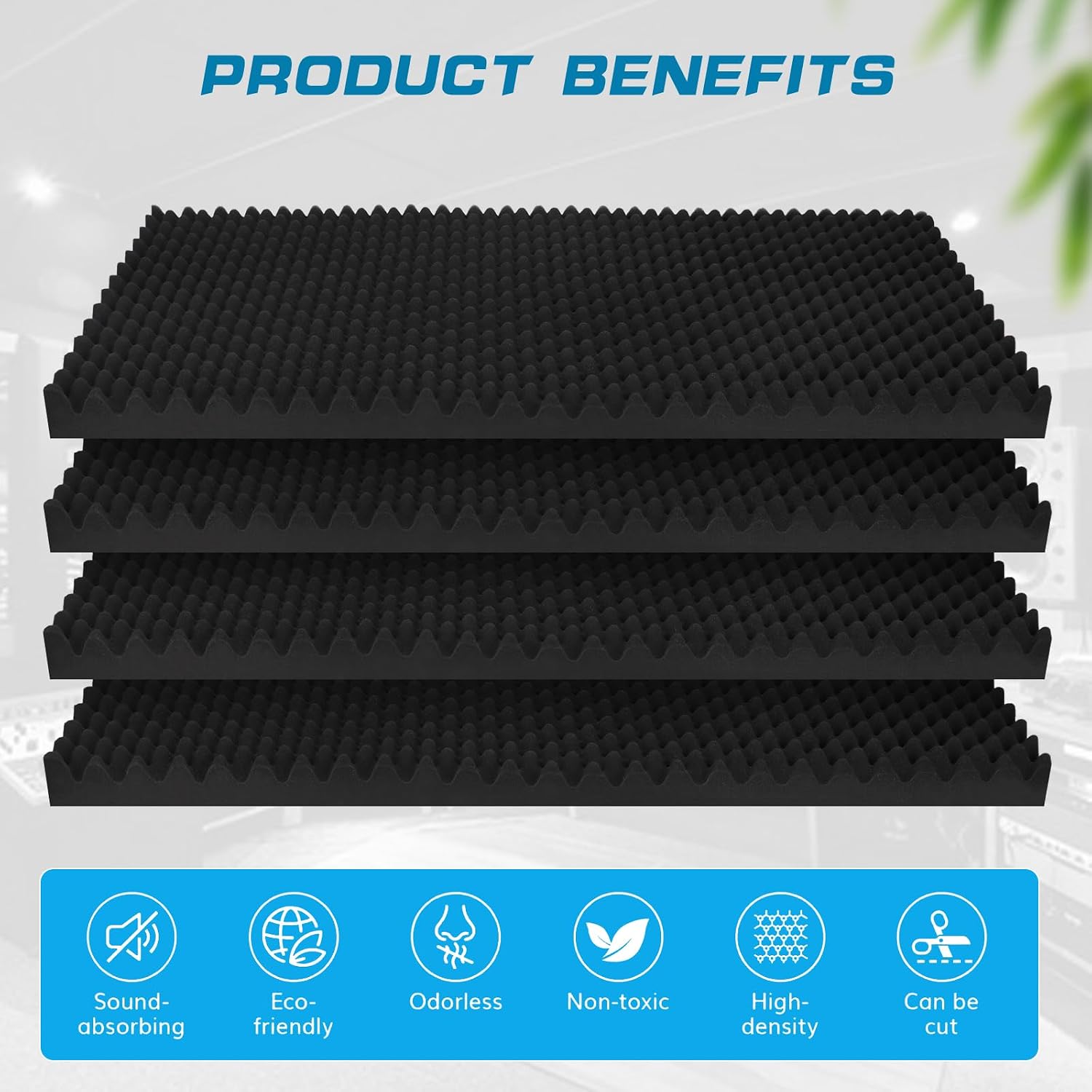 Thumbnail 6 de 48 x 24 x 2-Inch Egg-Crate Acoustic Foam Panels, Black, 2-Pack