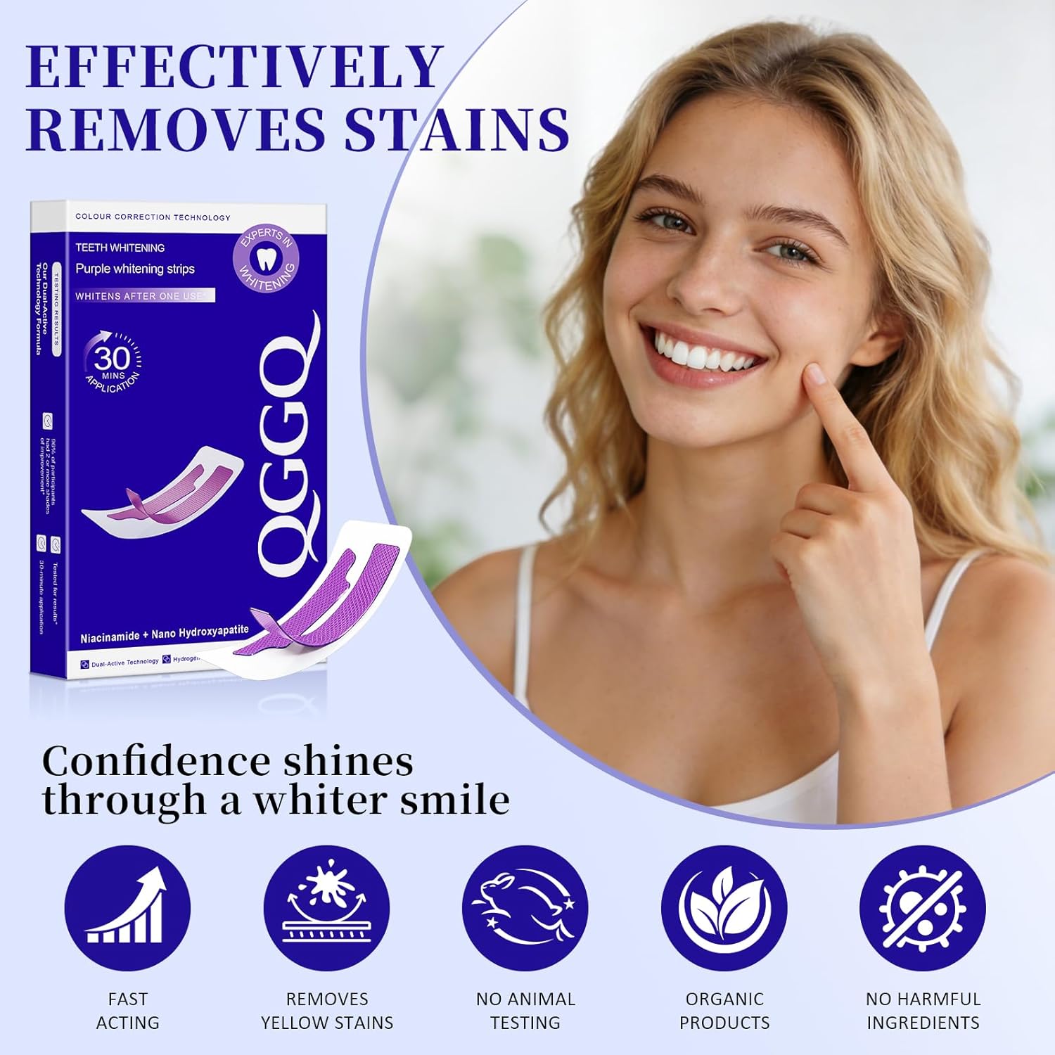 Detalle 2 de Purple Whitening Strips (28 Strips) by Purple Teeth Whitening Strips with Non-Slip Technology