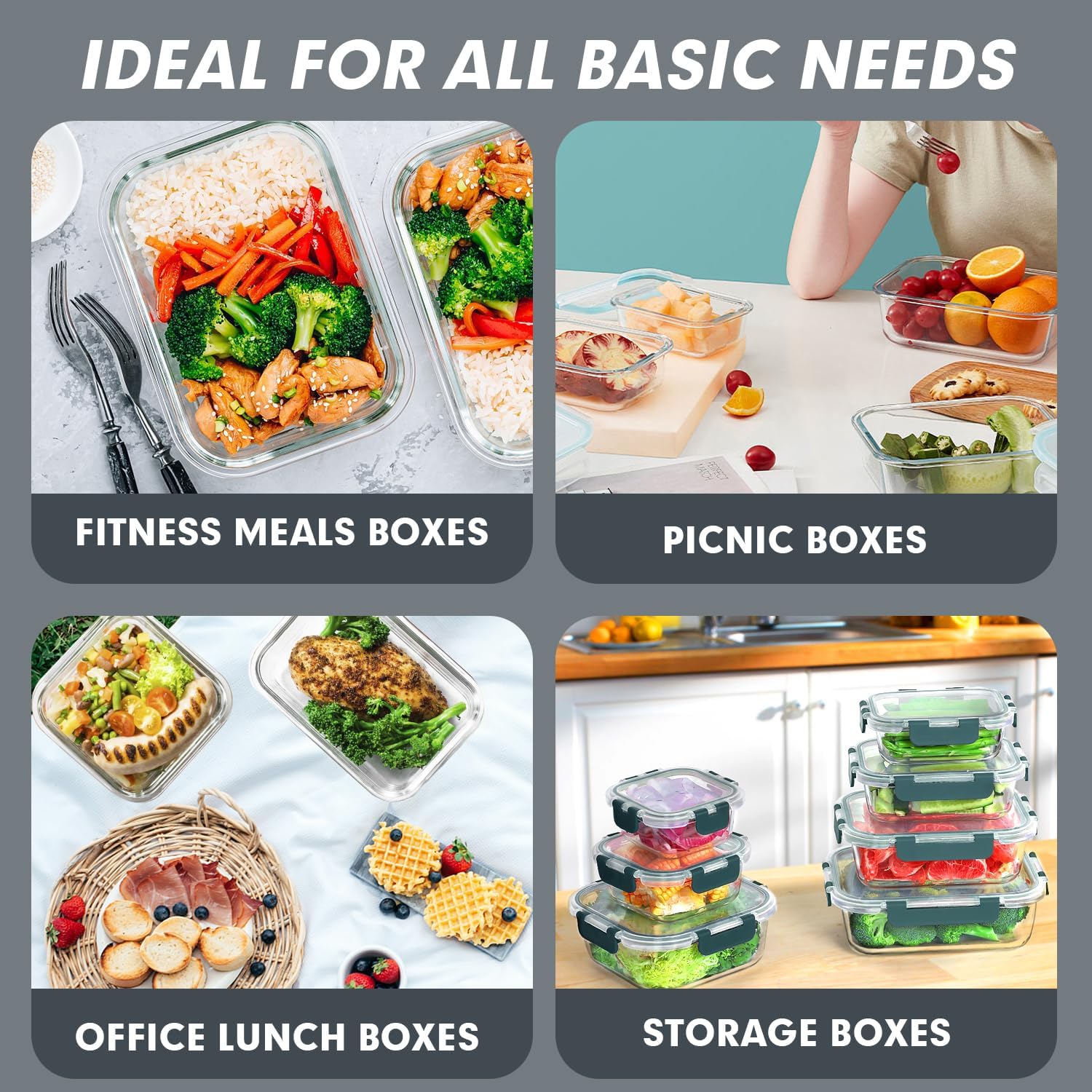 Thumbnail 5 de VERONES 30-Piece Glass Meal Prep Containers set 🍱