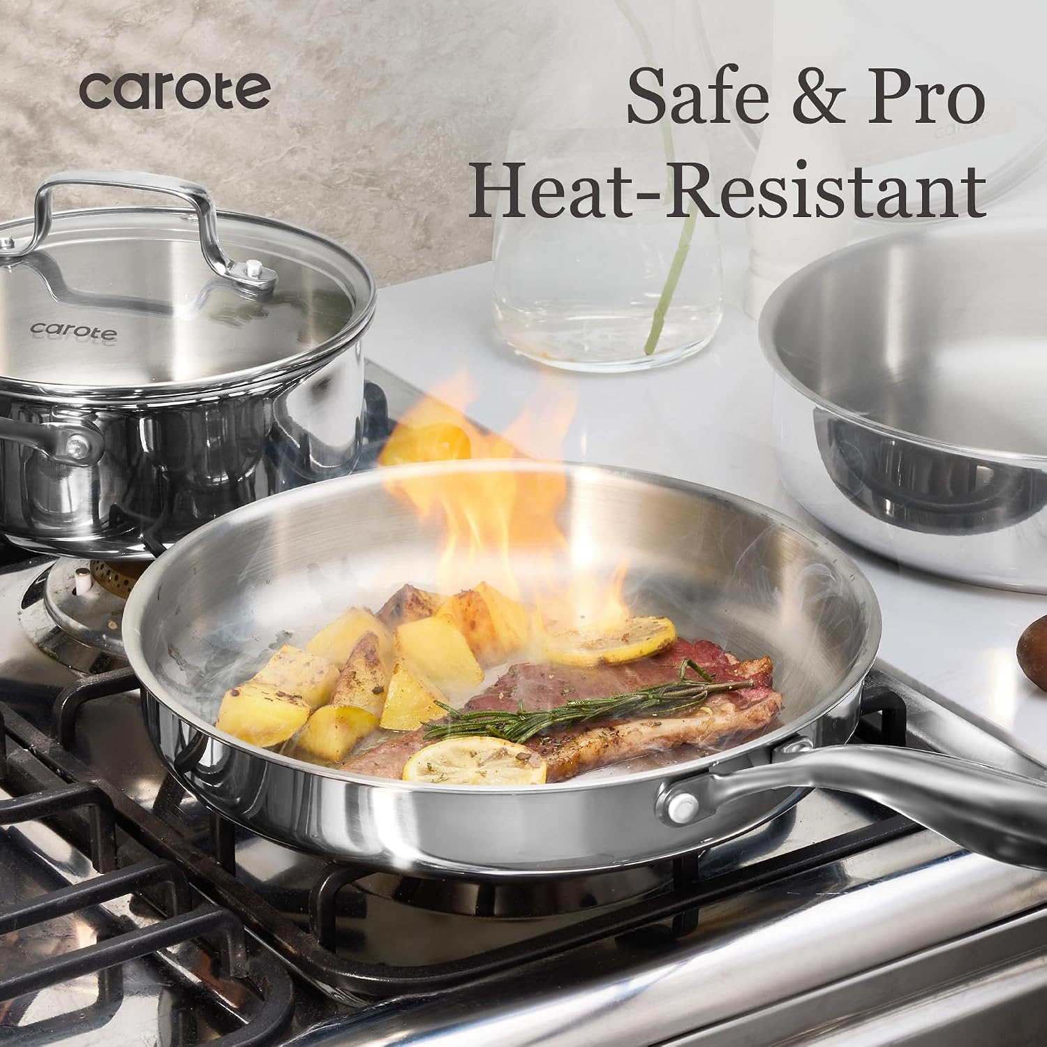 Detalle 2 de CAROTE 23PCS Tri‑Ply Stainless Steel Cookware Set