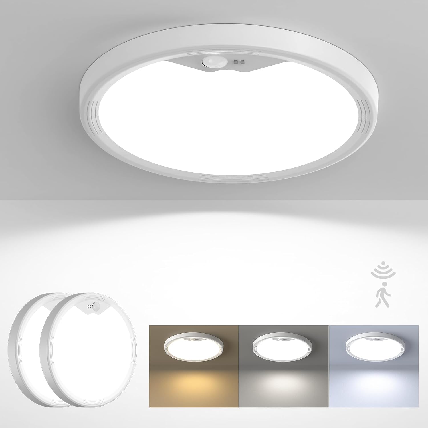 Detalle 2 de EASY EAGLE LED-taklampa med rörelsesensor, 18 W, tre färgtemperaturer, 2-pack