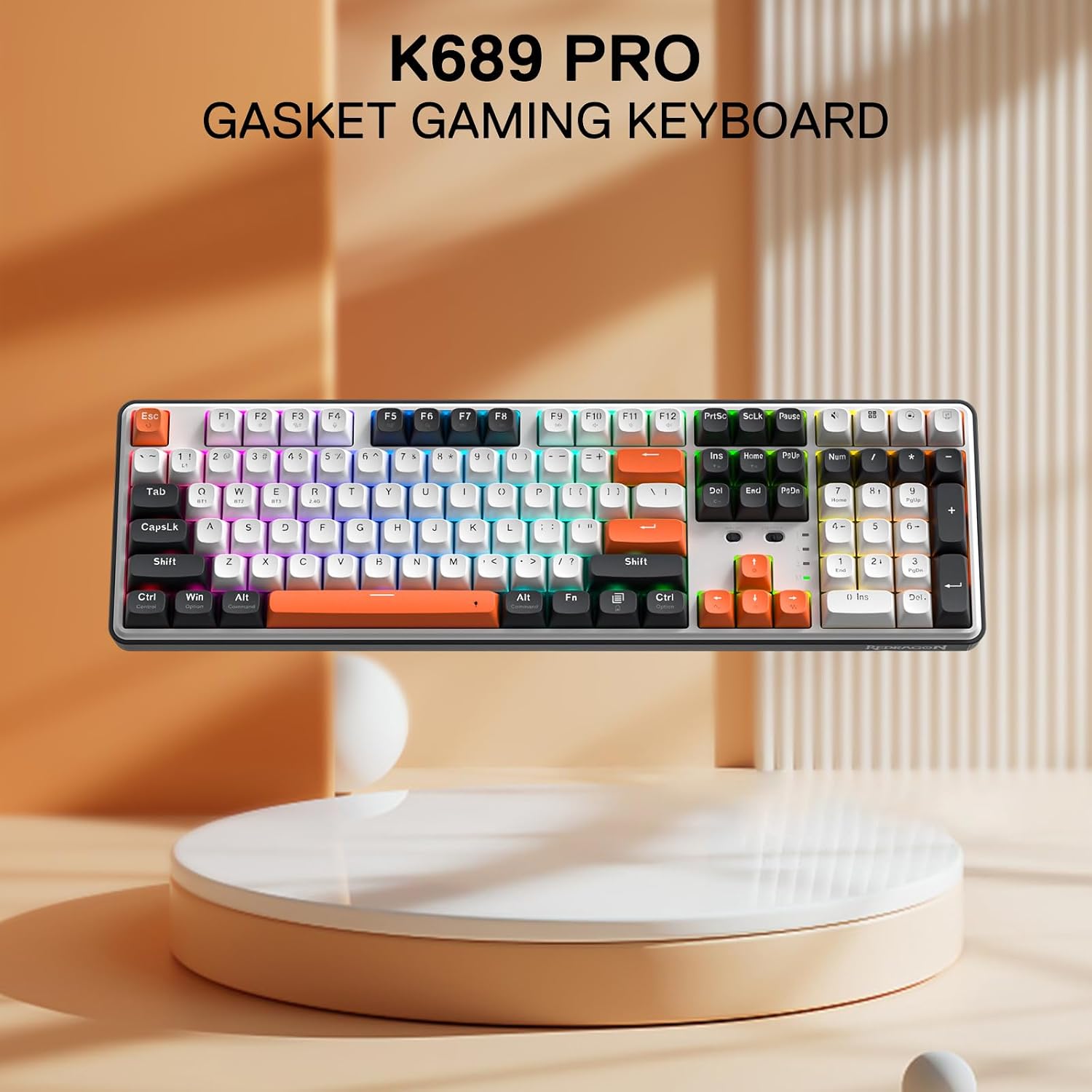 Thumbnail 6 de Redragon K689 PRO kabellose RGB-Gaming-Tastatur (104 Tasten + 4 Hotkeys) mit Hot-Swap und PBT-Tastenkappen