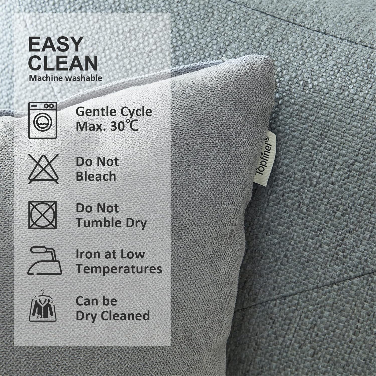 Thumbnail 3 de Topfinel Fundas de Cojín Algodón Lino 45x45cm, Gris🛋