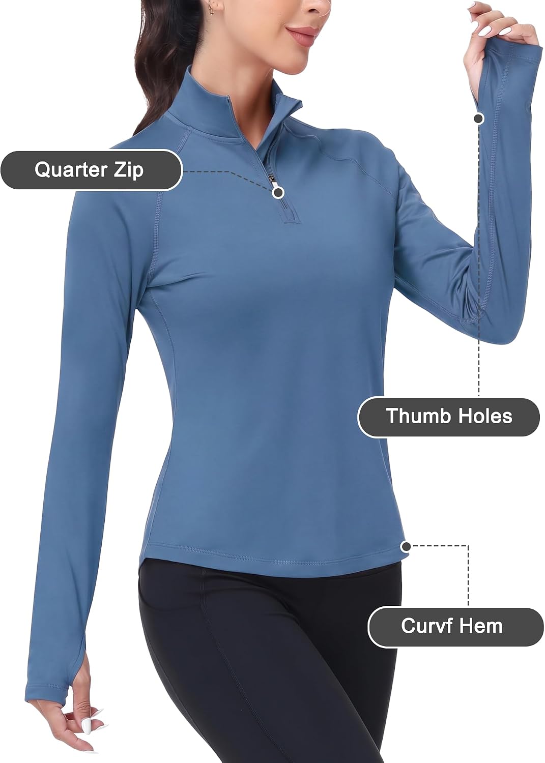 Detalle de Runhit Women's Fleece Pullover 1/4-Zip