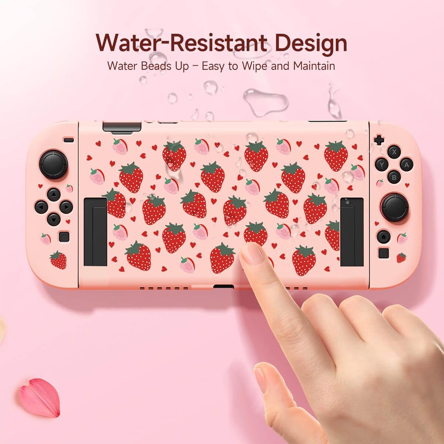 Thumbnail 3 de Textured Grip Protective Case for Nintendo Switch 2 (2025) in Cute Pink Strawberry Design – Matte Shockproof TPU Shell