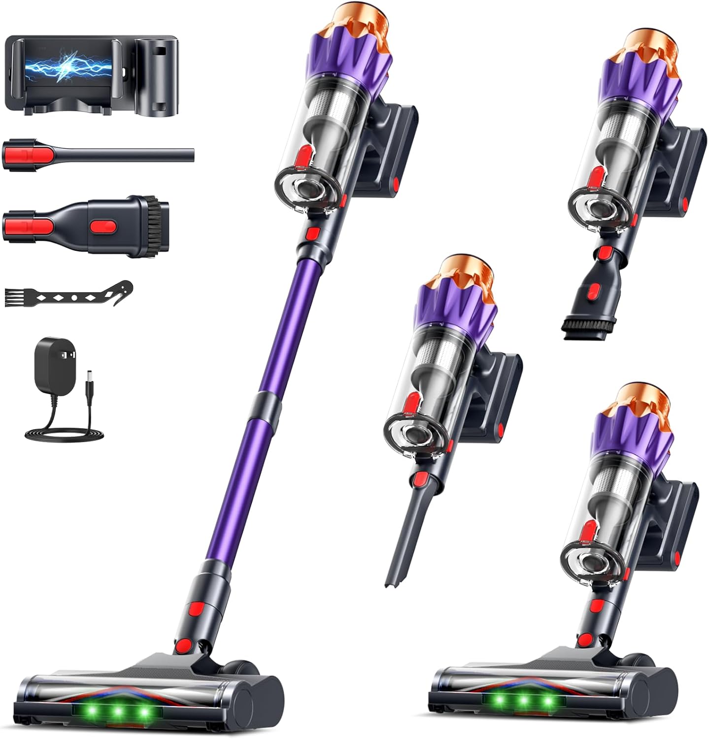 Detalle de Cordless Vacuum Cleaner for Home: 600W Power, 50KPa Suction, 60-Minute Runtime