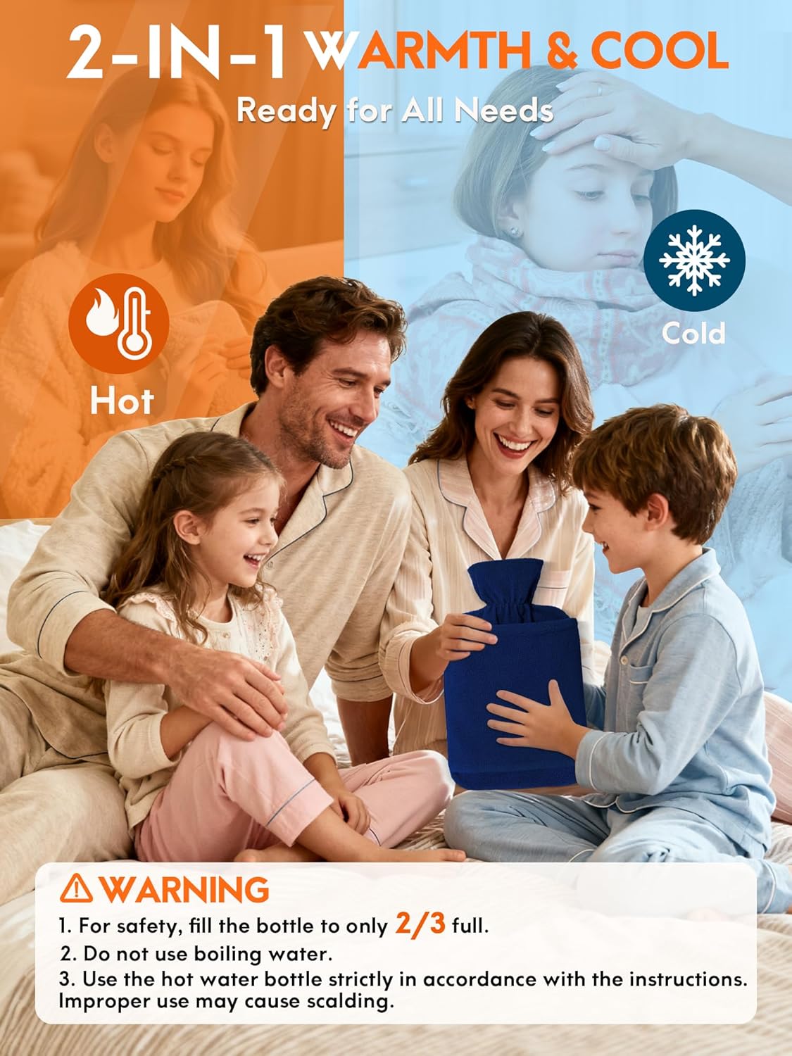 Thumbnail 5 de MUPAS Wärmflasche mit Kängurutasche & Vliesbezug (2L) – für kalte Hände, Füße und den Rücken