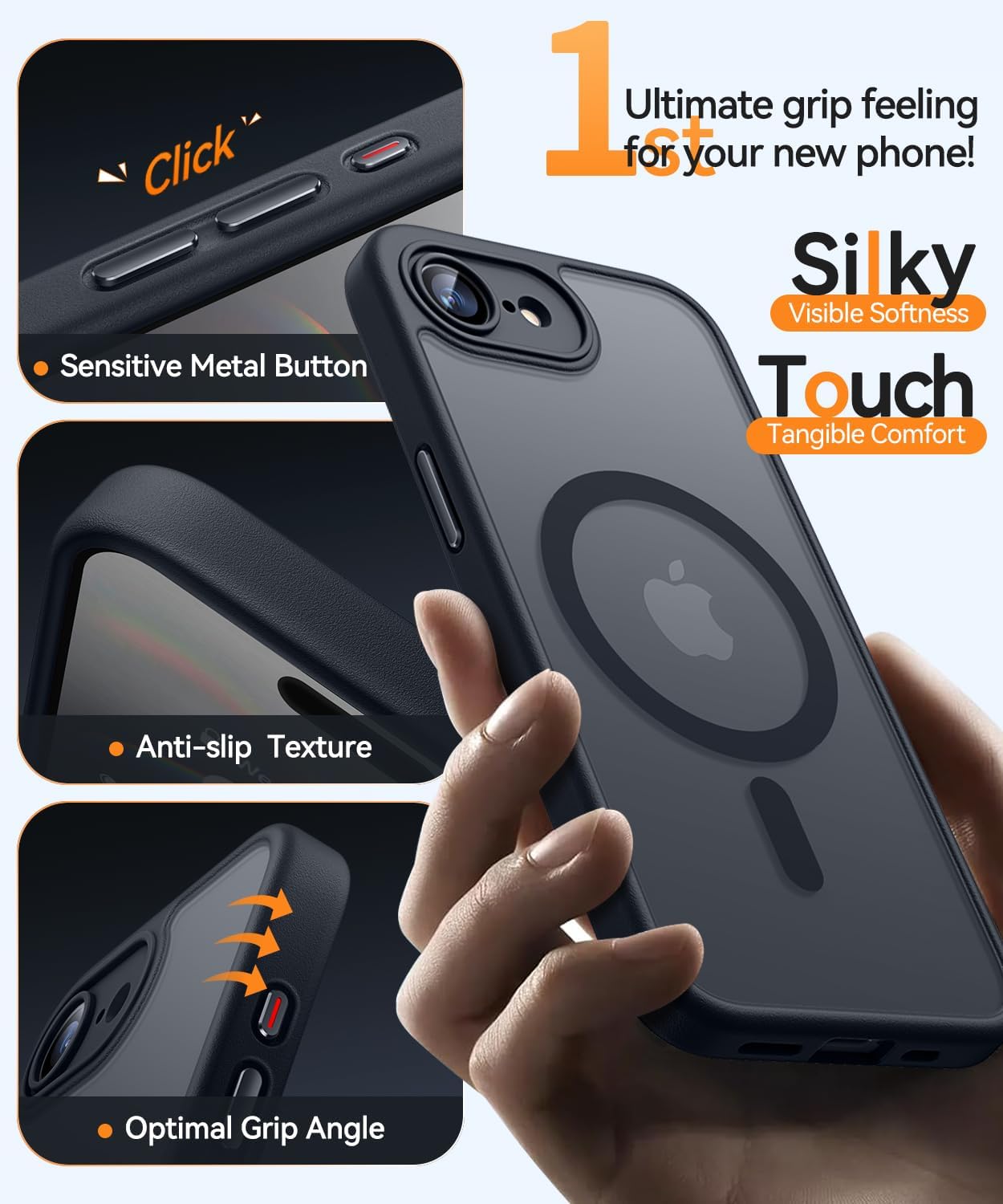 Detalle de CANSHN Hülle für iPhone 17e / 16e mit Kameraschutz und MagSafe-Kompatibilität (schwarz)
