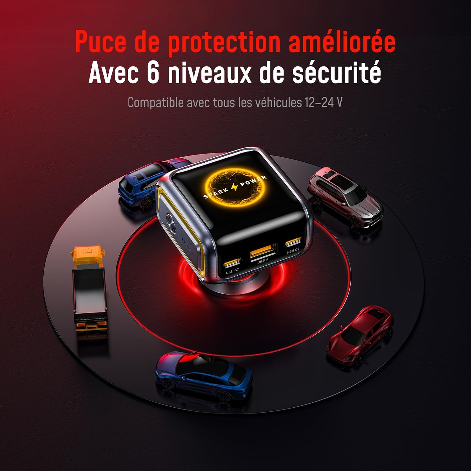 Thumbnail 6 de AOHI SUPERAUTO 170W: Chargeur voiture USB-C avec affichage intelligent – PD 3.1 140 W, 170 W total (Gris)