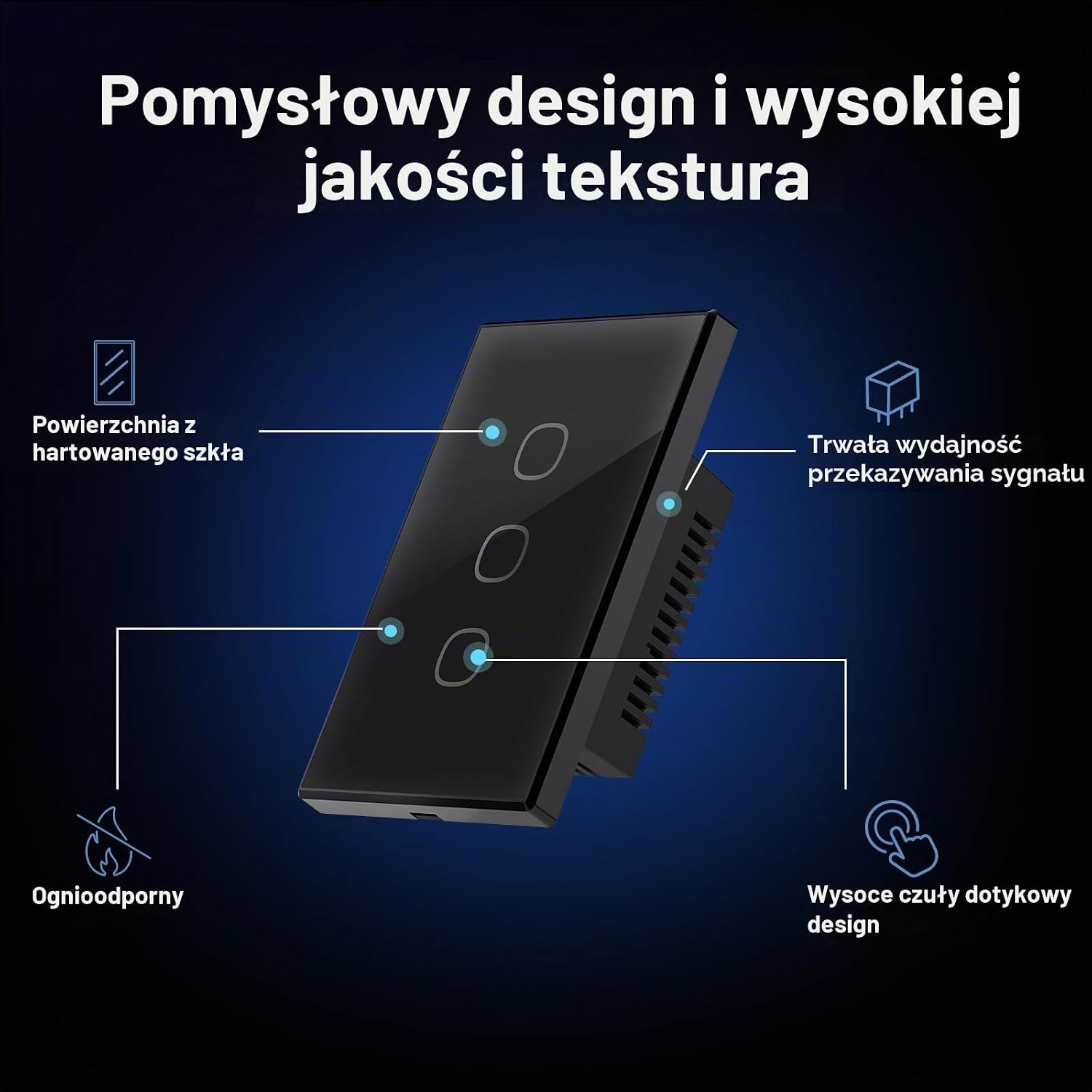 Detalle de SONOFF T6-3C-120MB TX Gen2 – dotykowy włącznik Wi-Fi z Matter