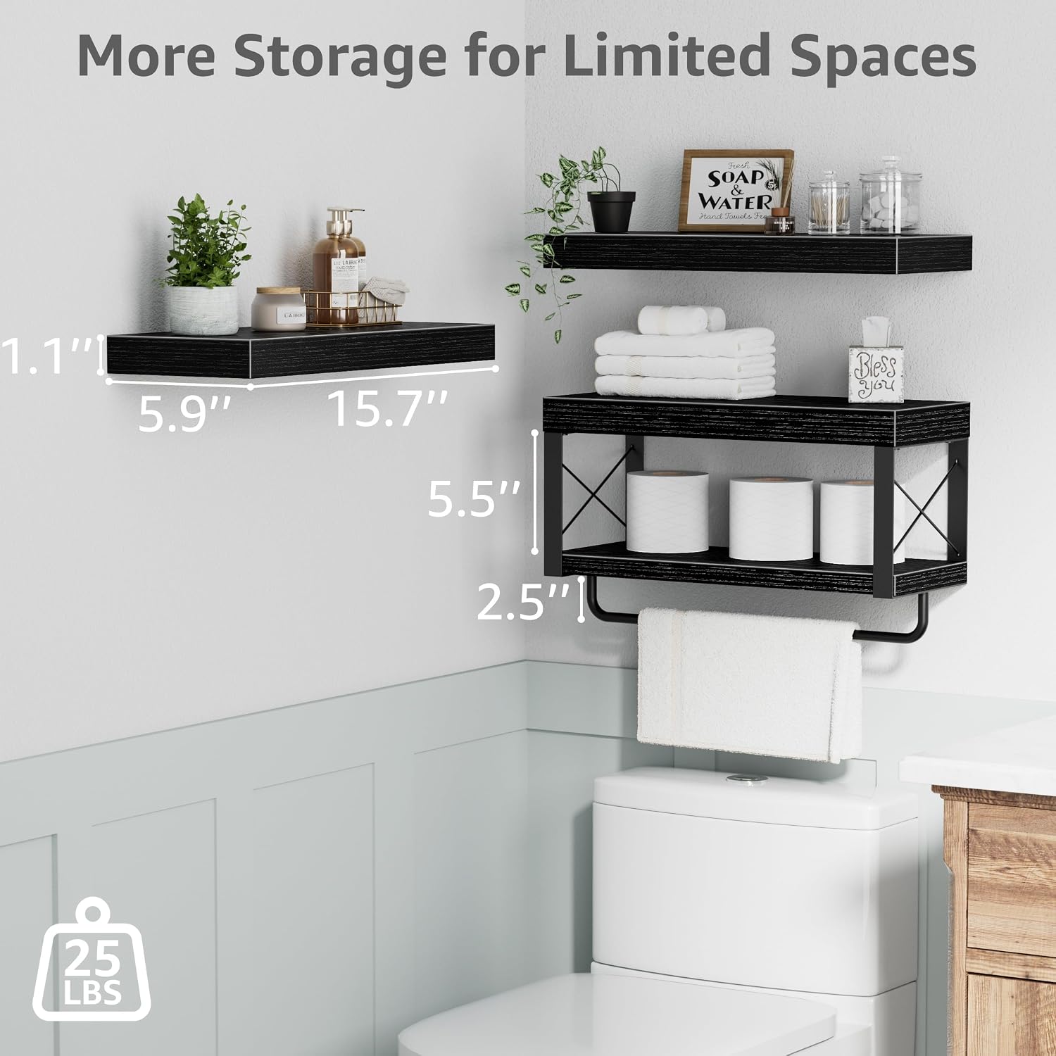 Detalle de QEEIG Bathroom Shelves, 15.7-Inch