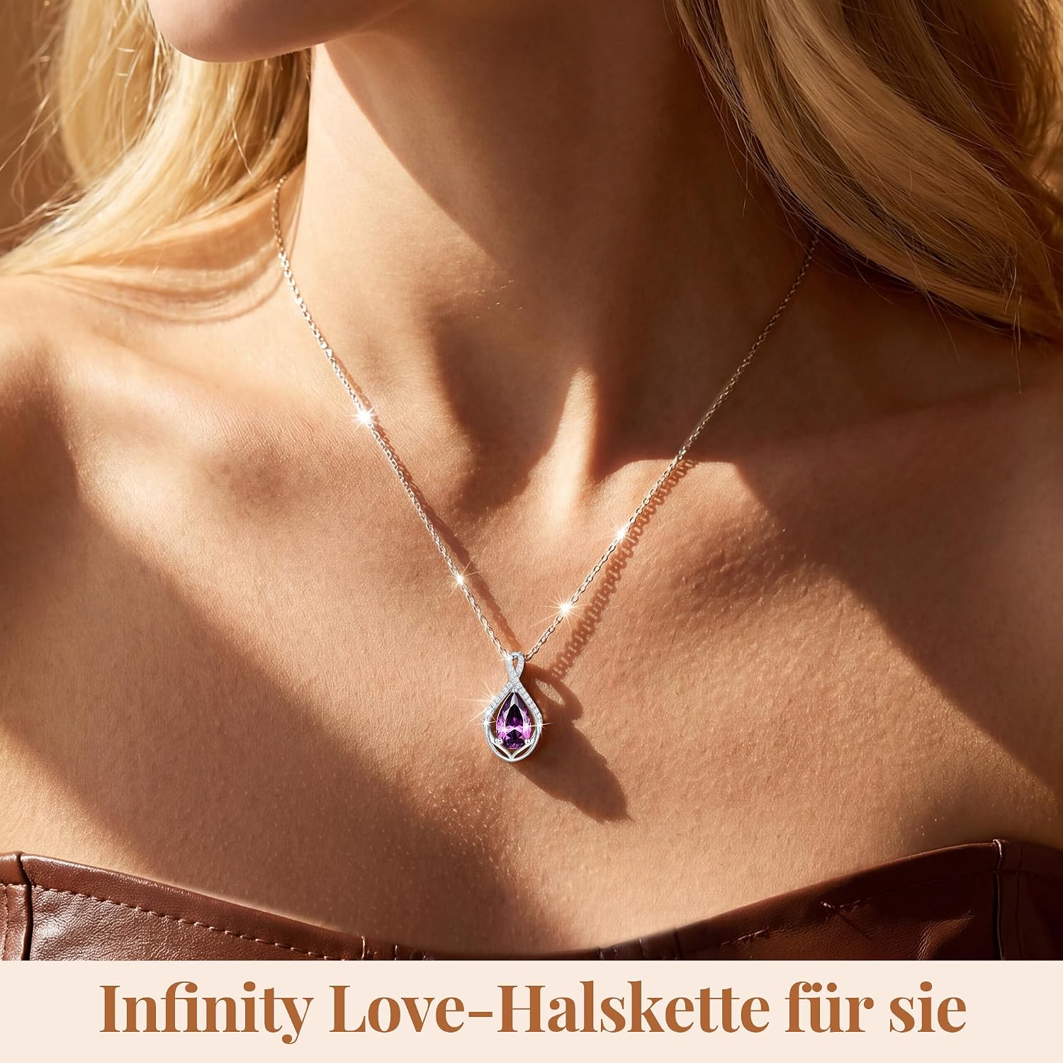 Detalle de CDE Damen Tropfen Anhänger Halskette – Tränenperlen-Lichtdesign mit Zirkonia