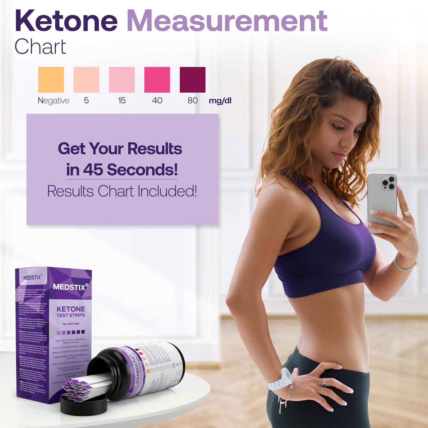 Detalle 2 de MedStix mv-ks1-100 ketoseteststrips voor urine, 100 stuks