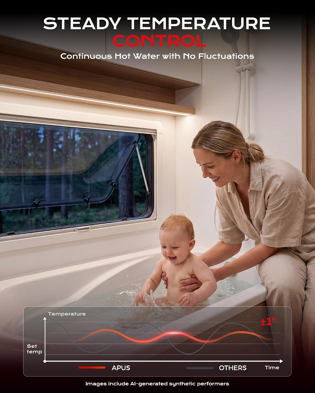 Detalle 2 de APUS RV Tankless Water Heater: 80,000 BTU Propane On-Demand, 5 GPM, 12V, CSA Certified