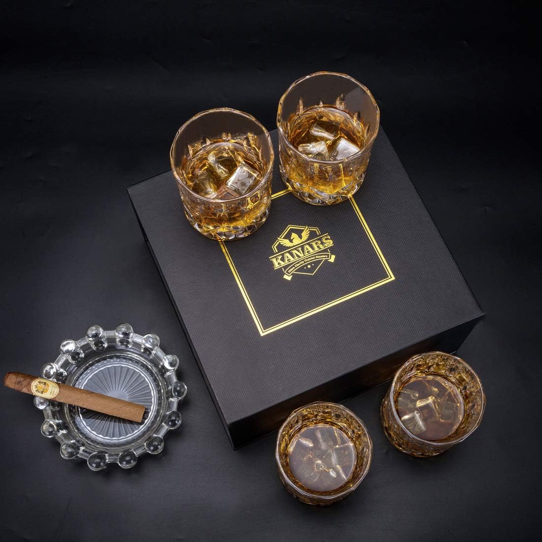 Thumbnail 3 de KANARS - Verres à Whisky en cristal sans plomb (4 pièces) – 300 ml, coffret cadeau