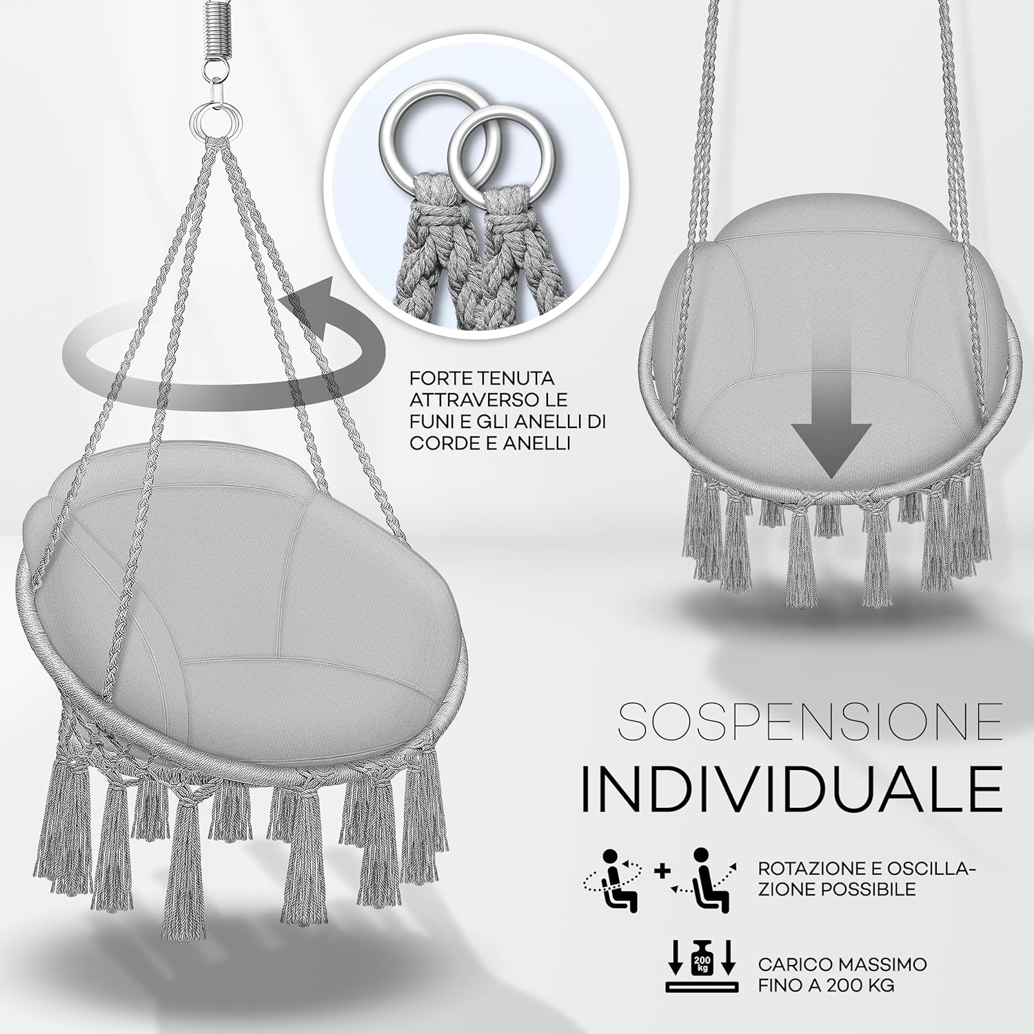 Thumbnail 2 de Tillvex Poltrona Sospesa con Grande Cuscino – Seduta oscillante resistente alle intemperie