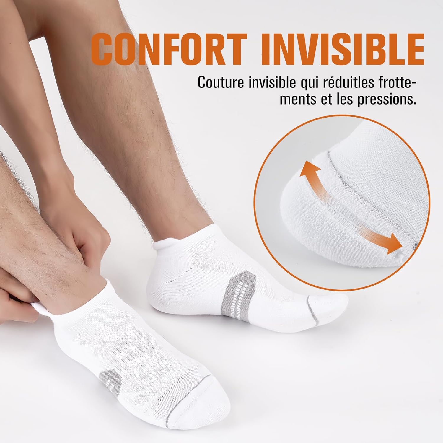 Thumbnail 3 de Niorasen Calzini sportivi unisex corti traspiranti in cotone (6 paia) bianco e nero