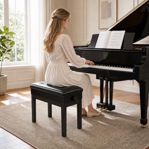 Detalle de MAMIZO Sgabello Pianoforte Regolabile in Altezza 48-58 cm – Panca Pianoforte