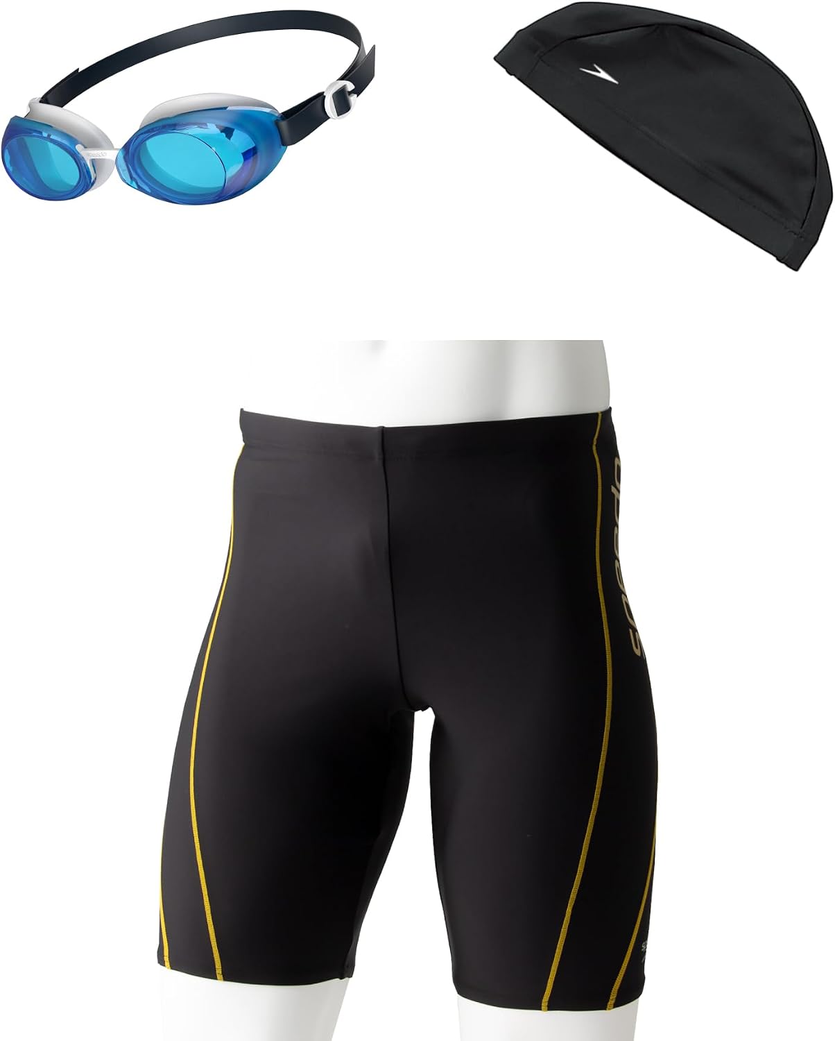 Detalle de Speedo メンズフィットネス水着3点セット 水着・キャップ・ゴーグル付き