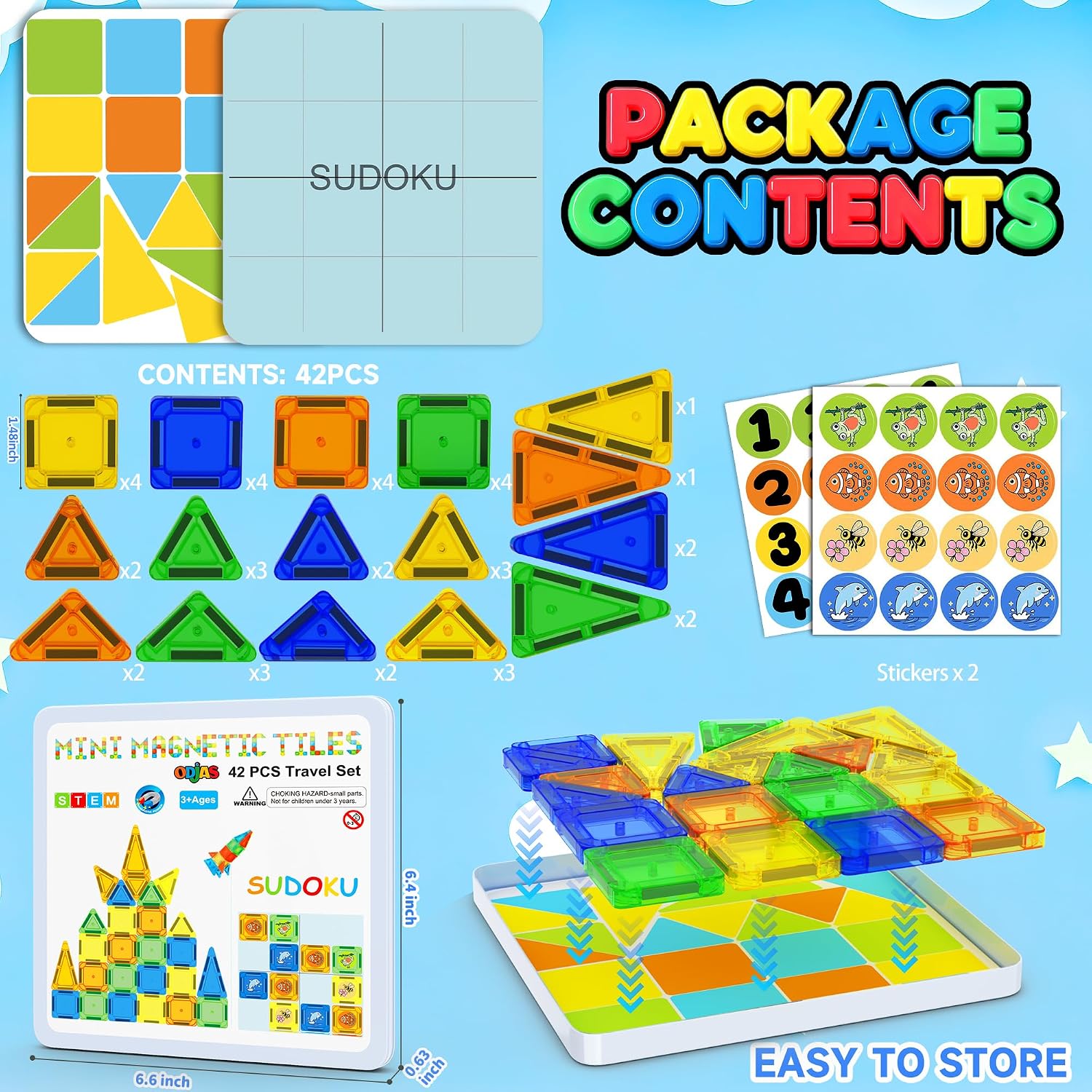 Detalle de 42pc magnetic tiles travel set