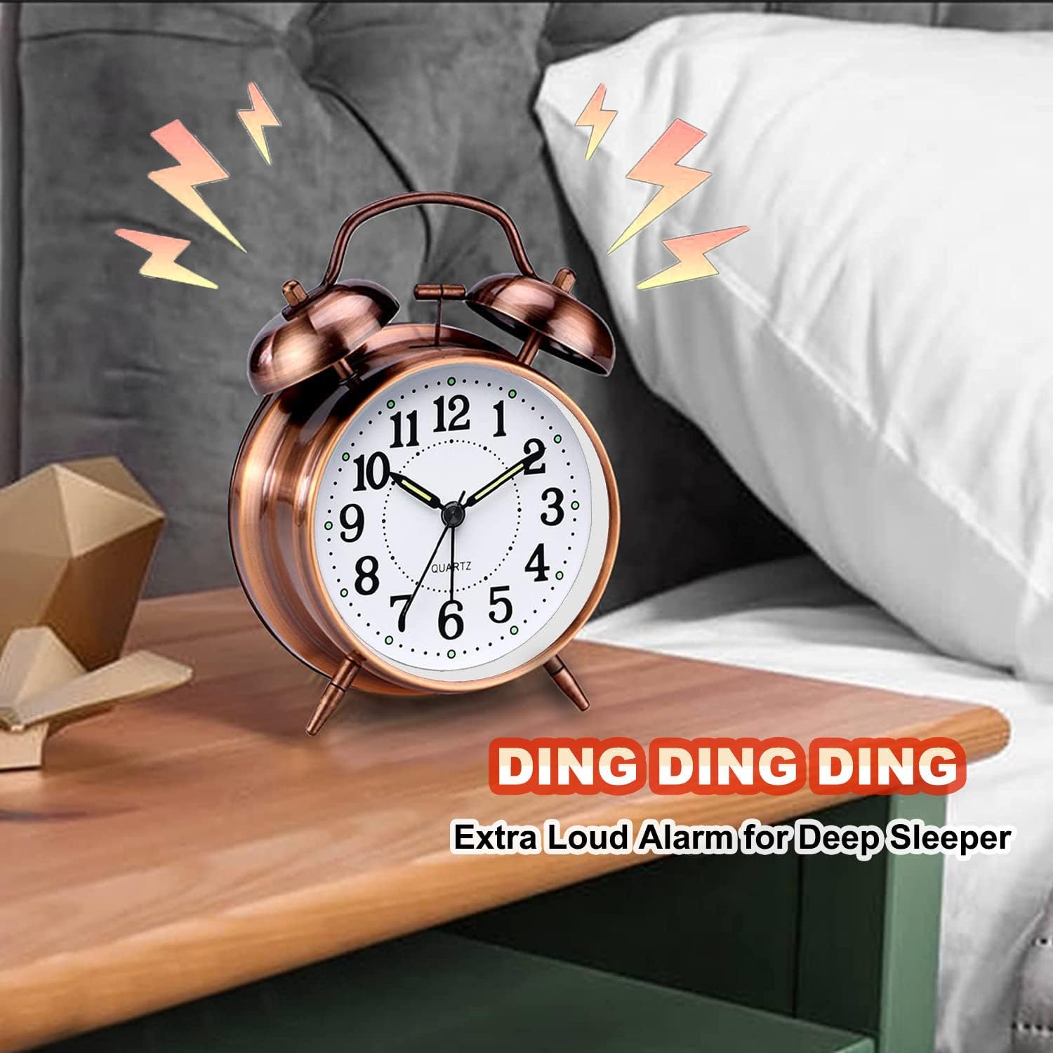 Detalle 2 de Azyh A-Alarm Clock analoge wekker met dubbele bel en metalen behuizing