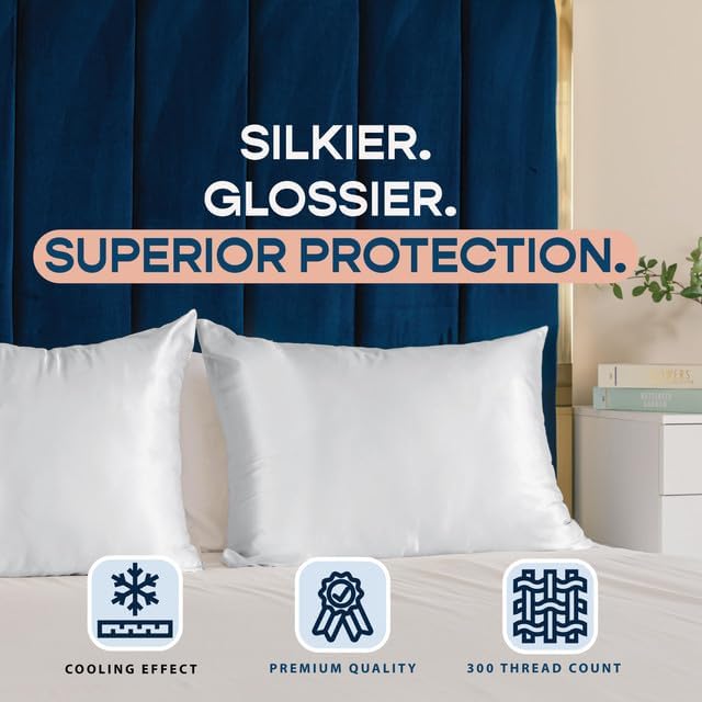 Thumbnail 6 de BLISSFORD Satin Pillowcase with Hidden Zipper (Set of 2) — White, Standard Size