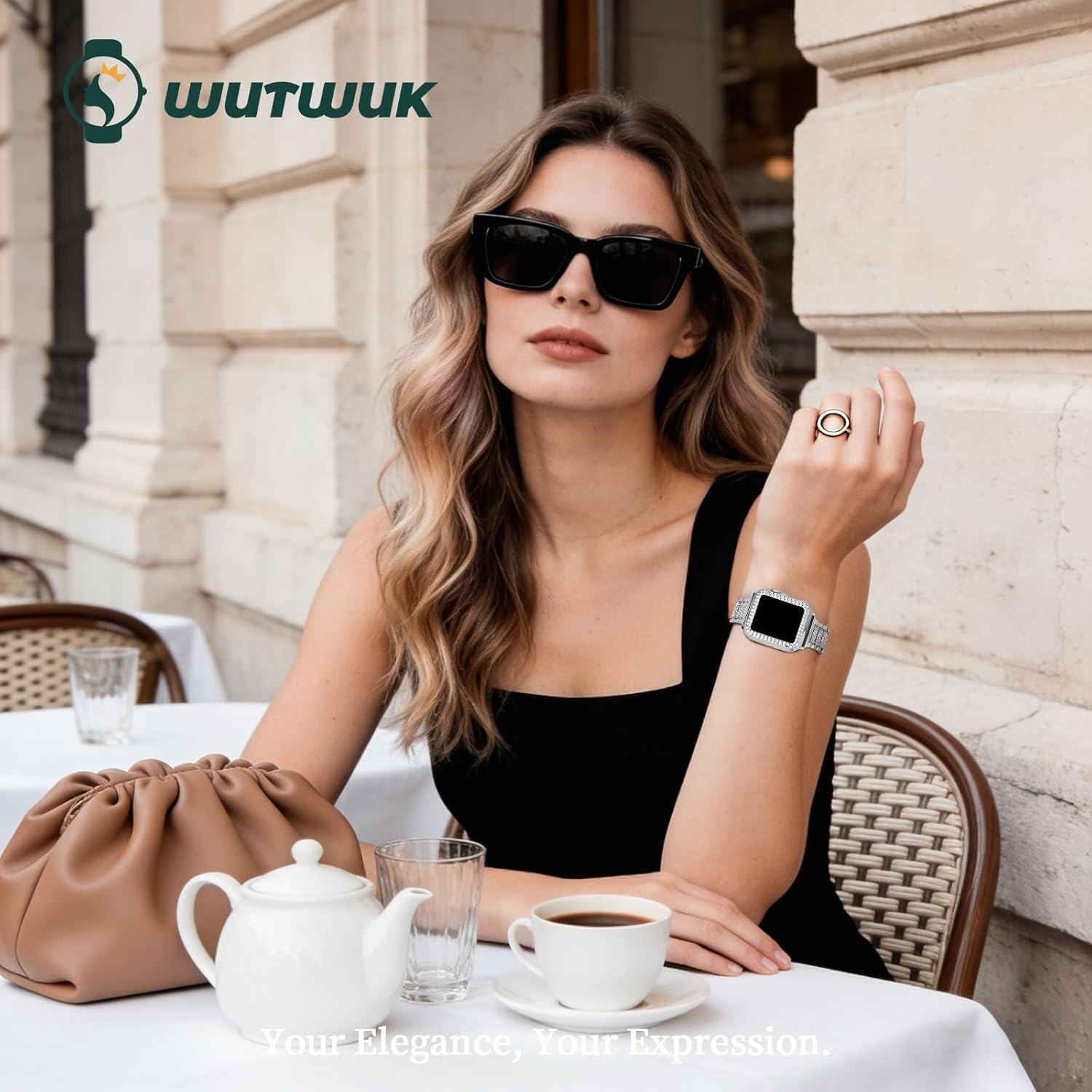 Thumbnail 5 de Wutwuk 41mm Sparkling Apple Watch Strap with Bling Case for Women – Silver 41mm