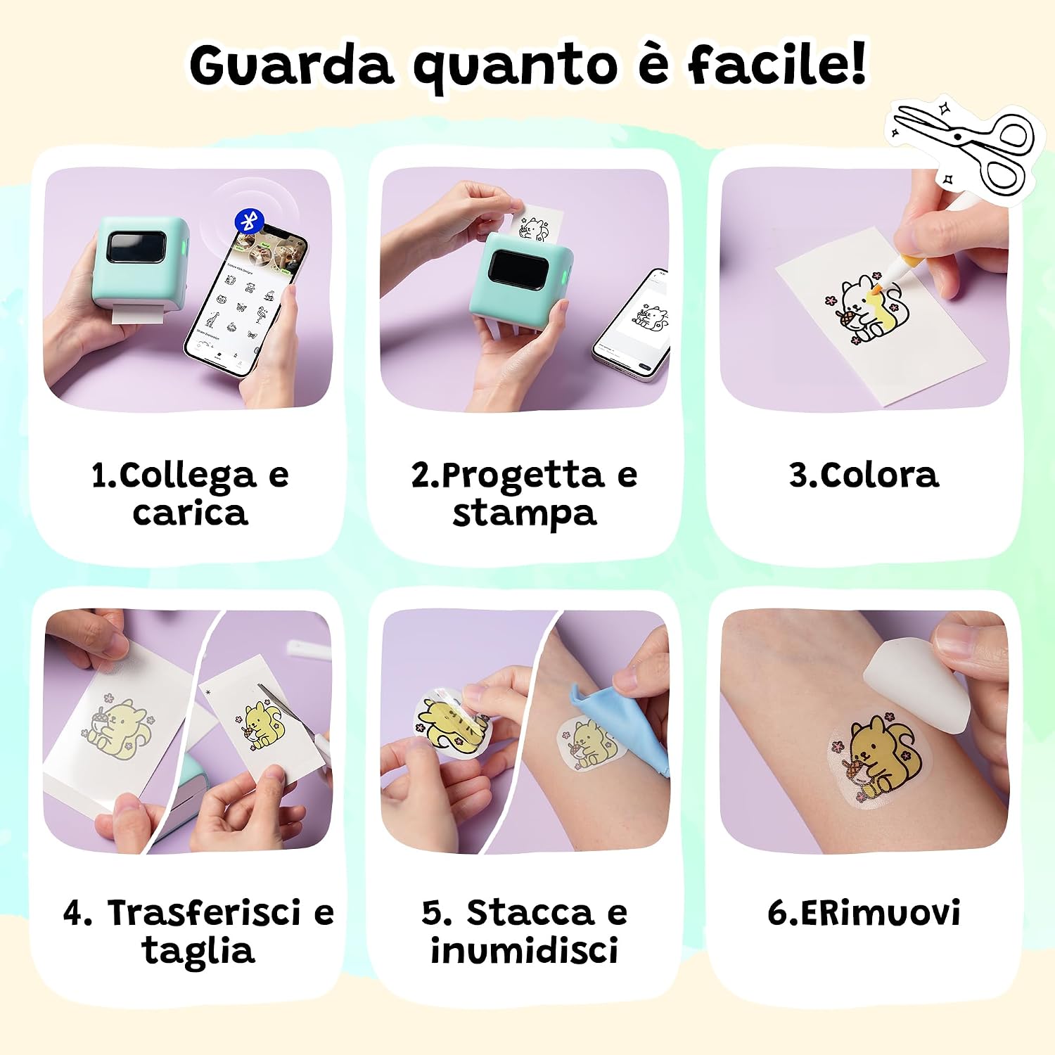 Detalle 2 de TATTMUSE Stampante Tatuaggi per Bambini 40 fogli
