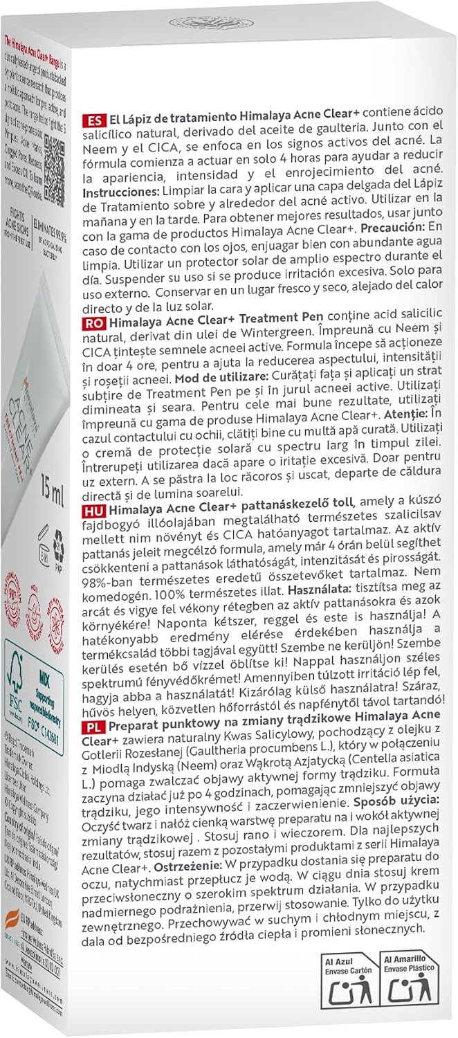 Thumbnail 1 de Himalaya Acne Clear+ Treatment Pen: Correttore di precisione con acido salicilico al 2% e CICA (15 ml)