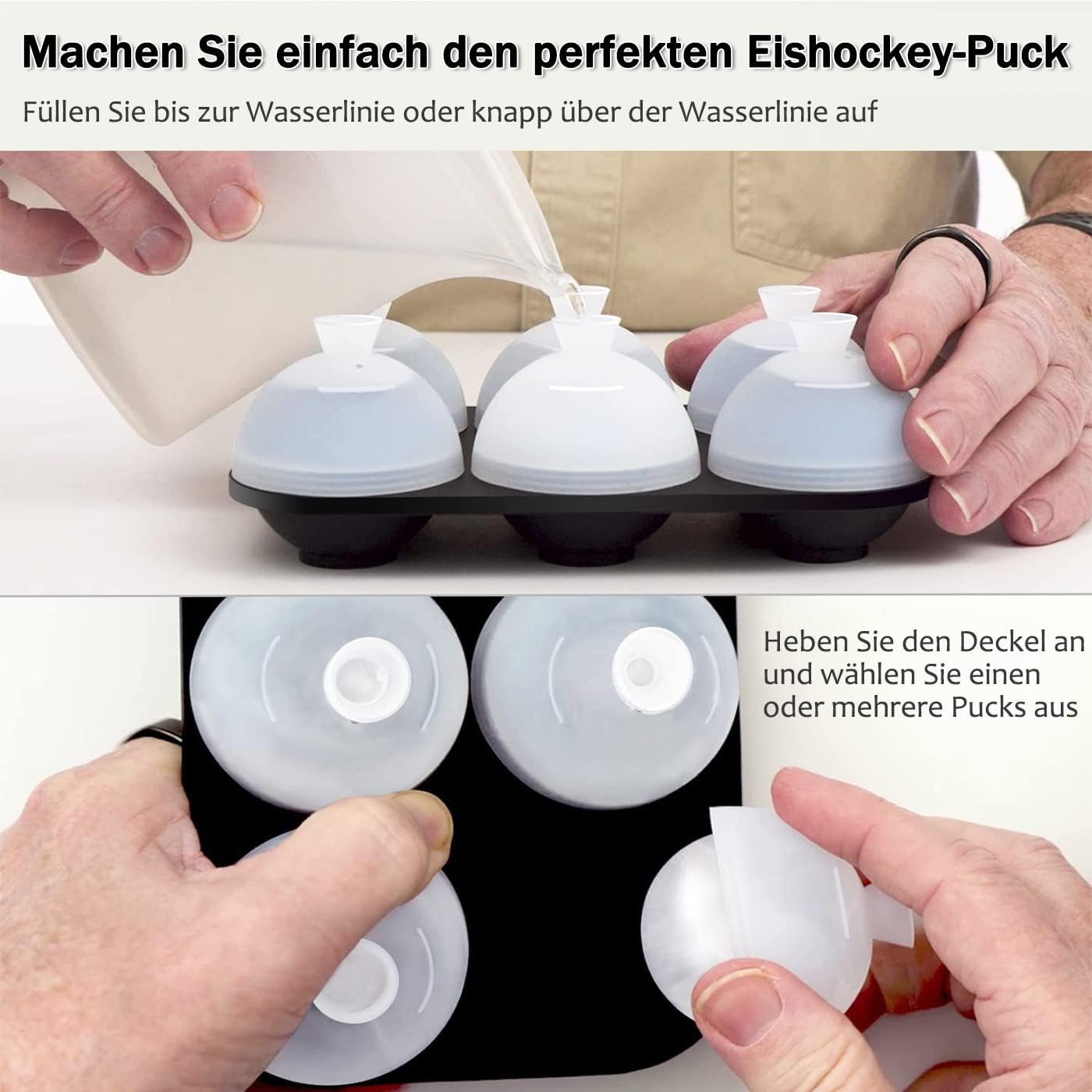 Thumbnail 4 de HONYAO Eiswürfelform Kugel Silikon mit Deckel – 6 große Eiskugeln, 5 cm, BPA-frei