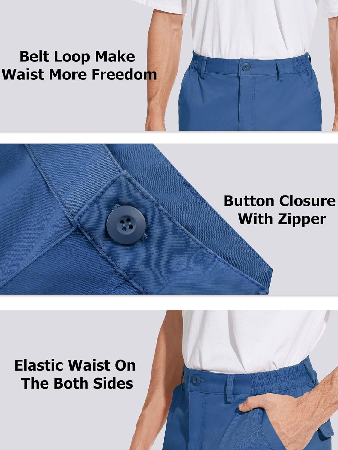 Thumbnail 5 de TACVASEN Men's Cargo Shorts with Elasticated Waist and 7 Pockets — Breathable Summer Work shorts