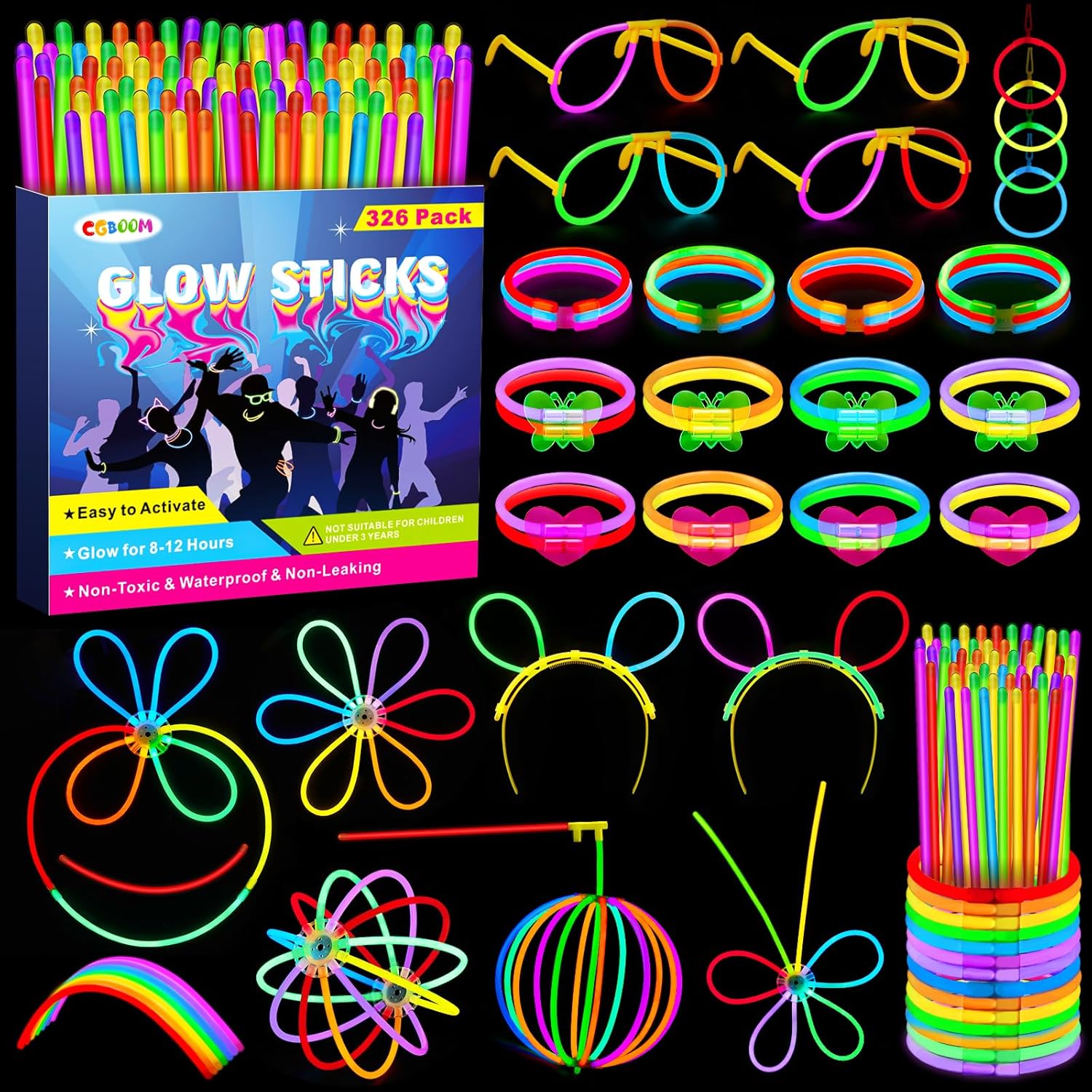 326 Stück Knicklichter Party Set 150 Stäbe 🎉