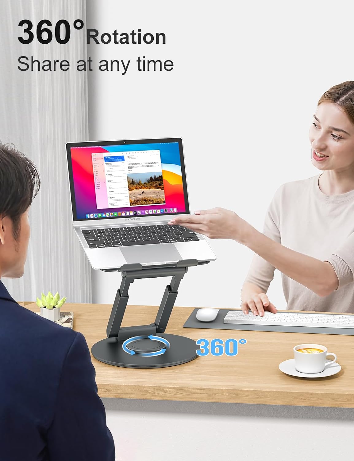 Detalle 2 de tounee LS07 EXPRO Telescopic Laptop Stand, 360° Swivel, Sit-to-Stand
