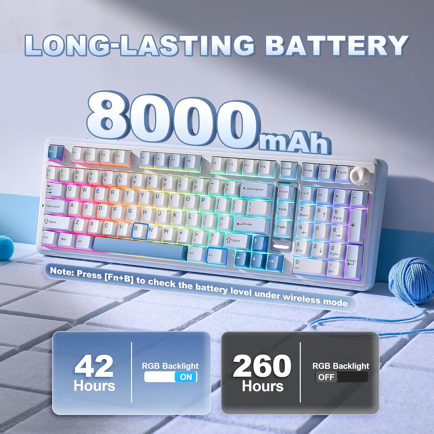 Thumbnail 6 de YUNZII B98 Pro QMK/VIA Wireless Mechanical Gaming Keyboard (96% layout, hot-swap, BT/2.4G/USB-C, cat knob)