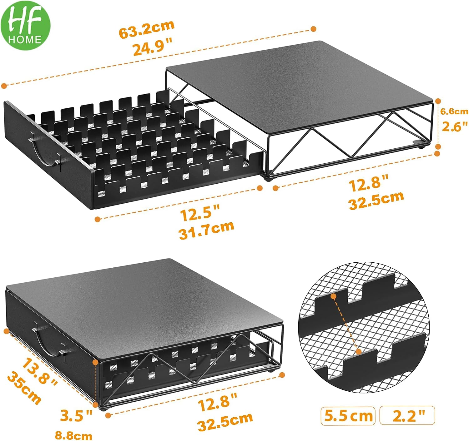 Detalle de HFHOME 1 metalen koffiecapsulehouder voor Nespresso Vertuo en Dolce Gusto