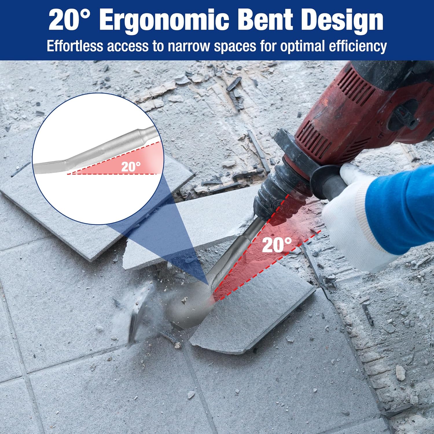 Thumbnail 2 de WORKPRO Scalpello SDS Plus per Piastrelle 165x75 mm – Punta piatta professionale per pavimenti e rivestimenti