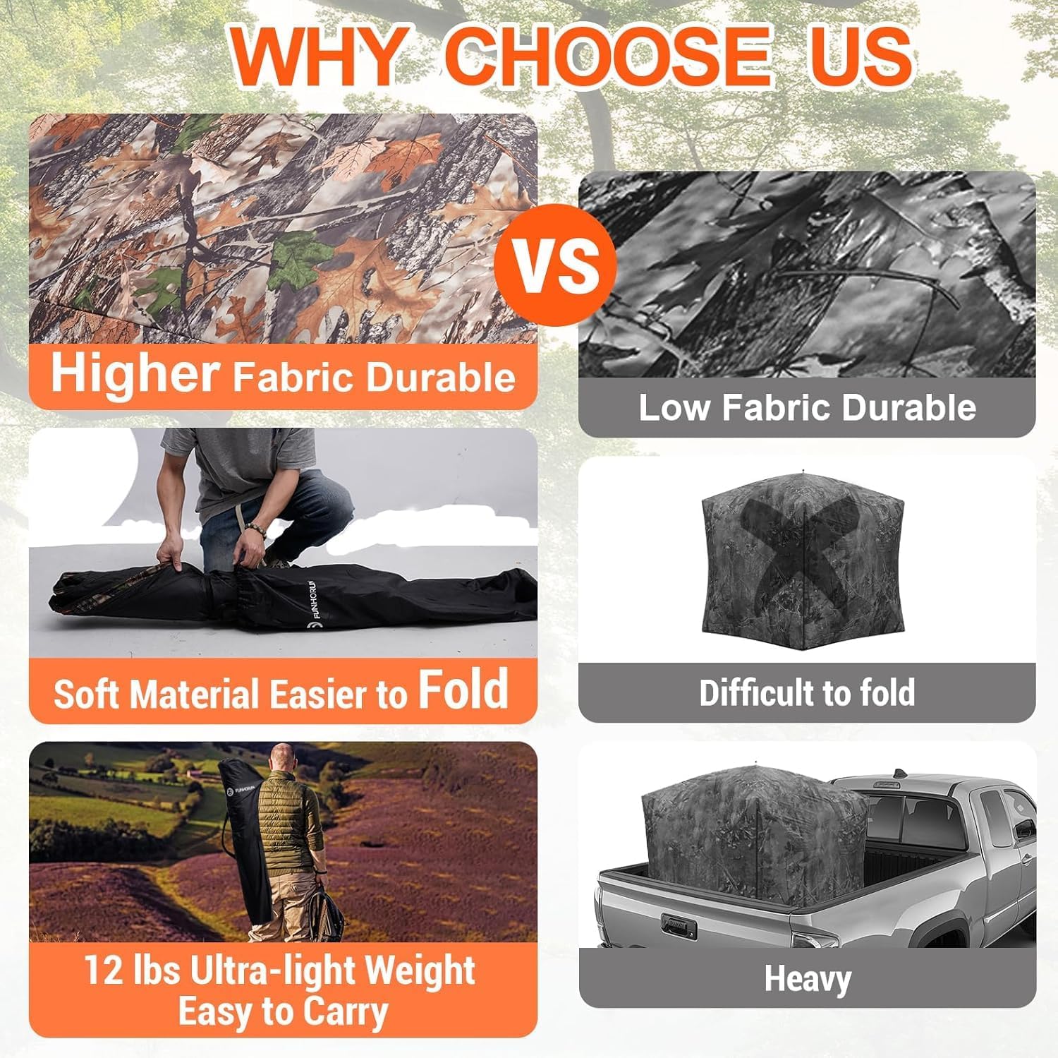 Thumbnail 2 de FUNHORUN 58F007 Hunting Blind, 270° See-Through Pop-Up Camo Shelter
