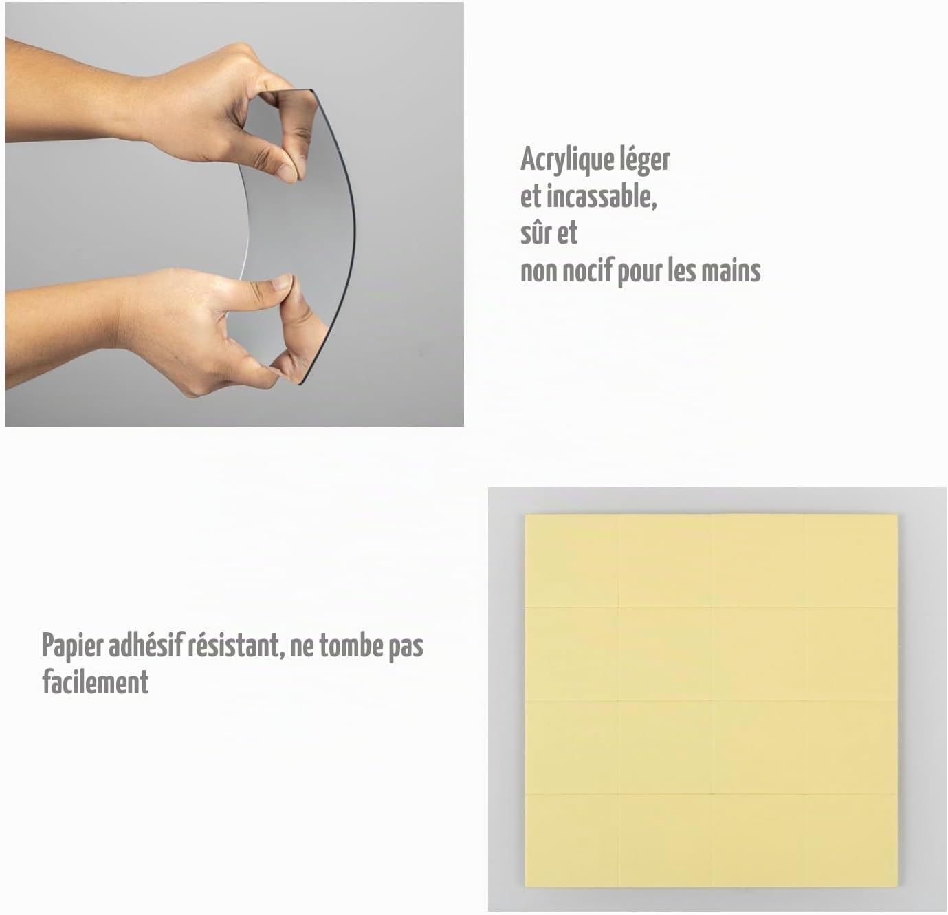 Detalle de Hode Miroir Adhésif Mural – Miroir autocollant en plastique 20×20 cm, 8 pièces