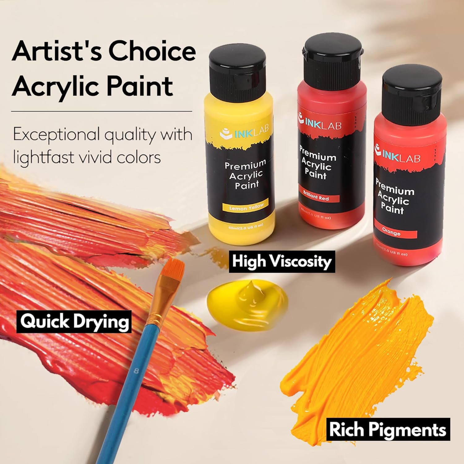 Thumbnail 4 de Peinture Acrylique 24 Couleurs Non Toxique – Kit polyvalent pour artistes et loisirs créatifs
