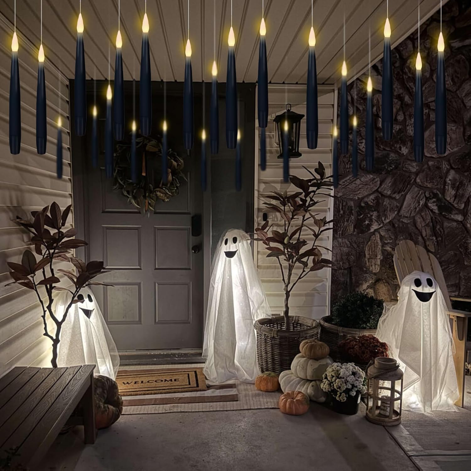 Thumbnail 6 de Eldnacele LED Schwebekerzen 22er-Set mit 6H-Timer, Fernbedienung und Zauberstab – schwebende, flammenlose Stabkerzen in Schwarz (Höhe 15,5 cm) für Halloween