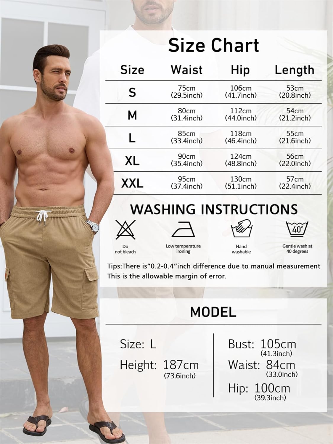 Thumbnail 5 de EDOTON Men's Summer Cargo Shorts with 4 Pockets and Drawstring – Casual & Practical