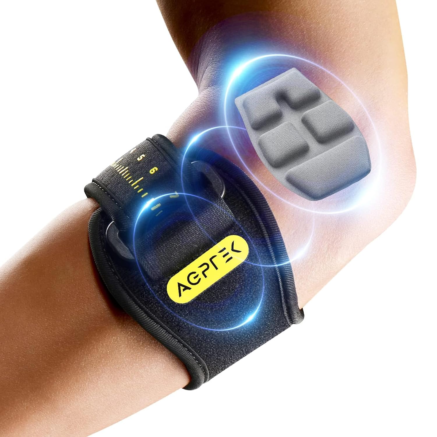 Detalle de AGPTEK SEP2B-AU armbågsband med kompressionsstöd och justerbar passform