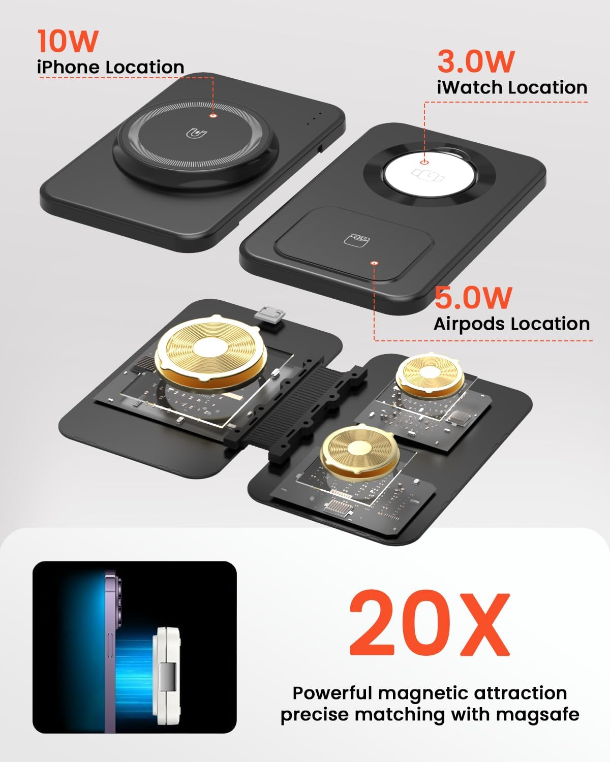 Thumbnail 4 de GEEKERA 3‑in‑1 MagSafe Charger for iPhone