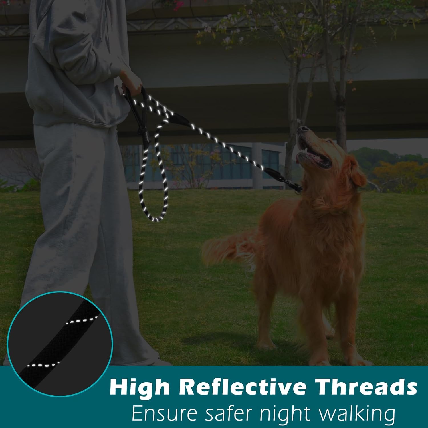 Thumbnail 3 de PetBonus Two Handles Dog Lead (150 cm) with Reflective Rope & Quick-Release Clip